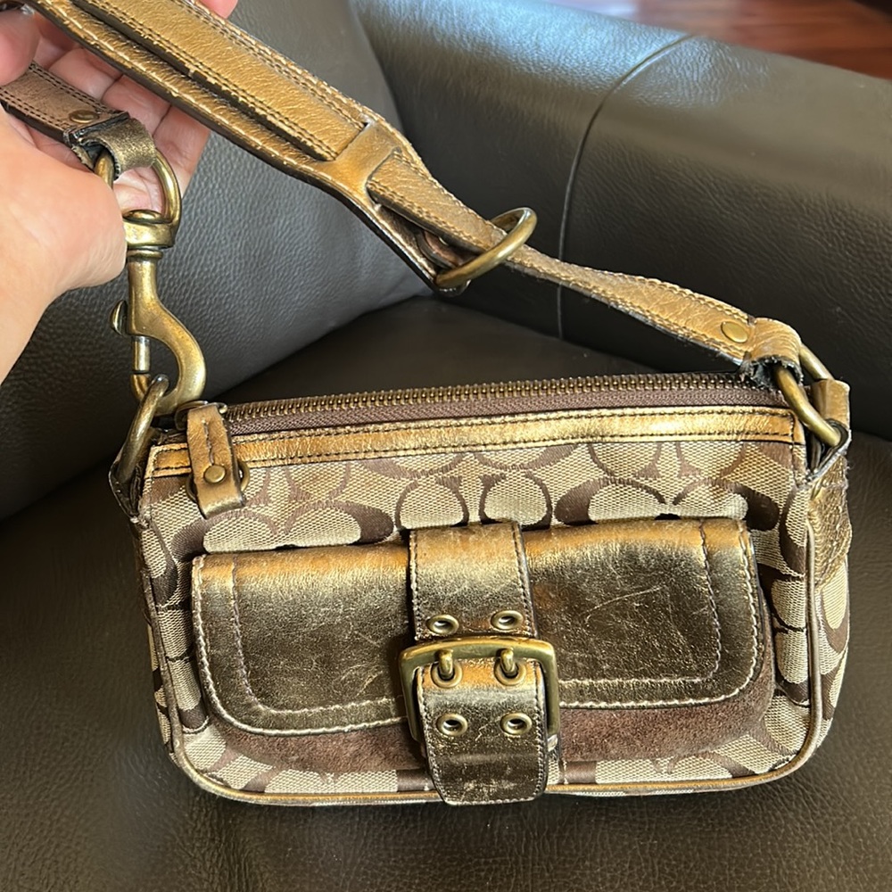 Coach hold metallic purse